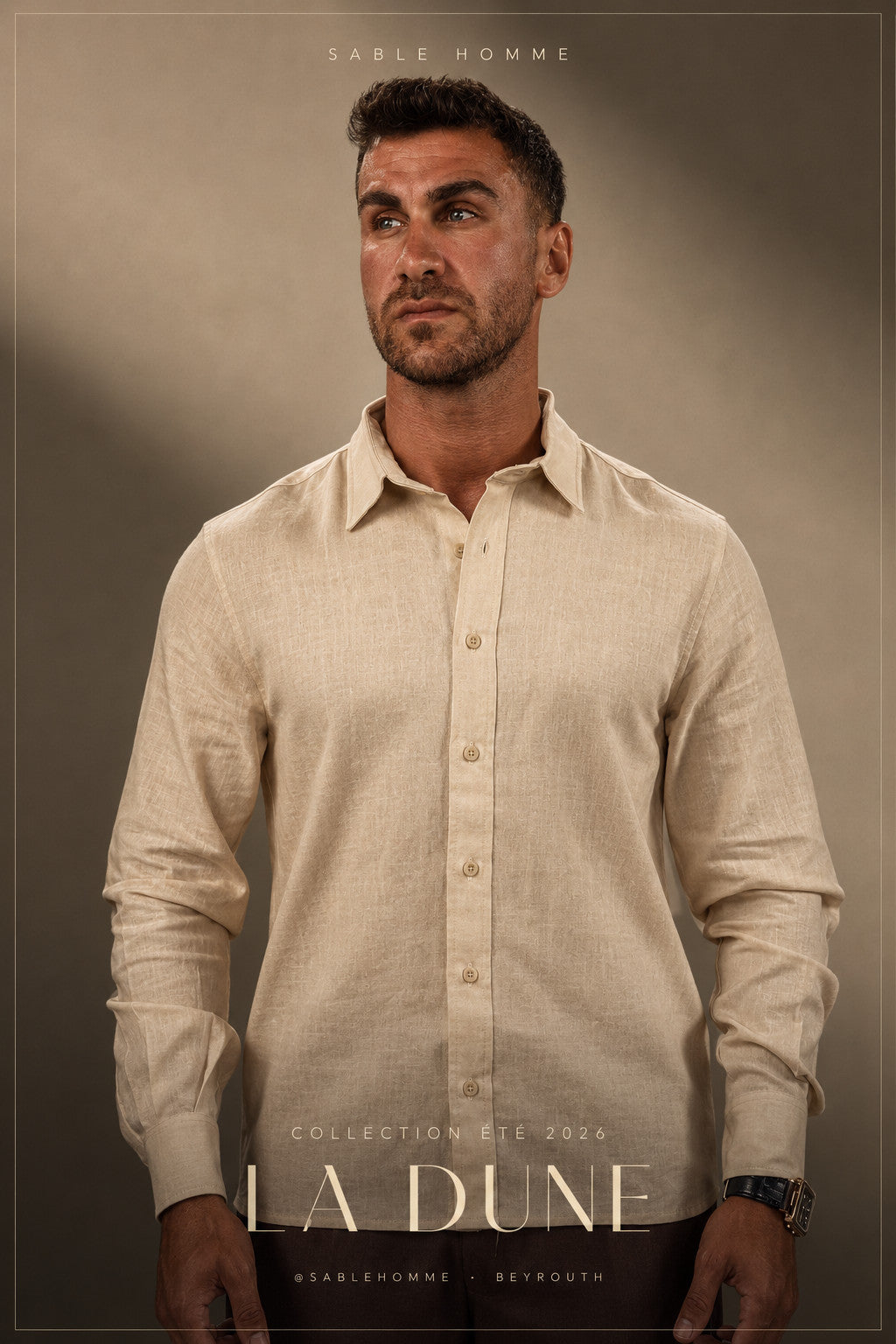 Long Sleeve Chemise in Parchment — linen the colour of dry sand, worn with nothing to prove.