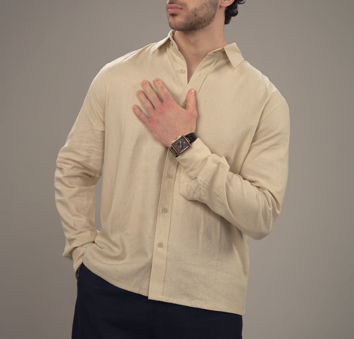 Long Sleeve Chemise — Parchment
