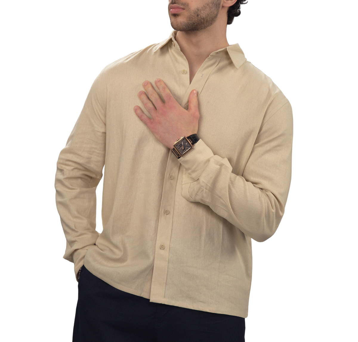 Long Sleeve Chemise — Parchment